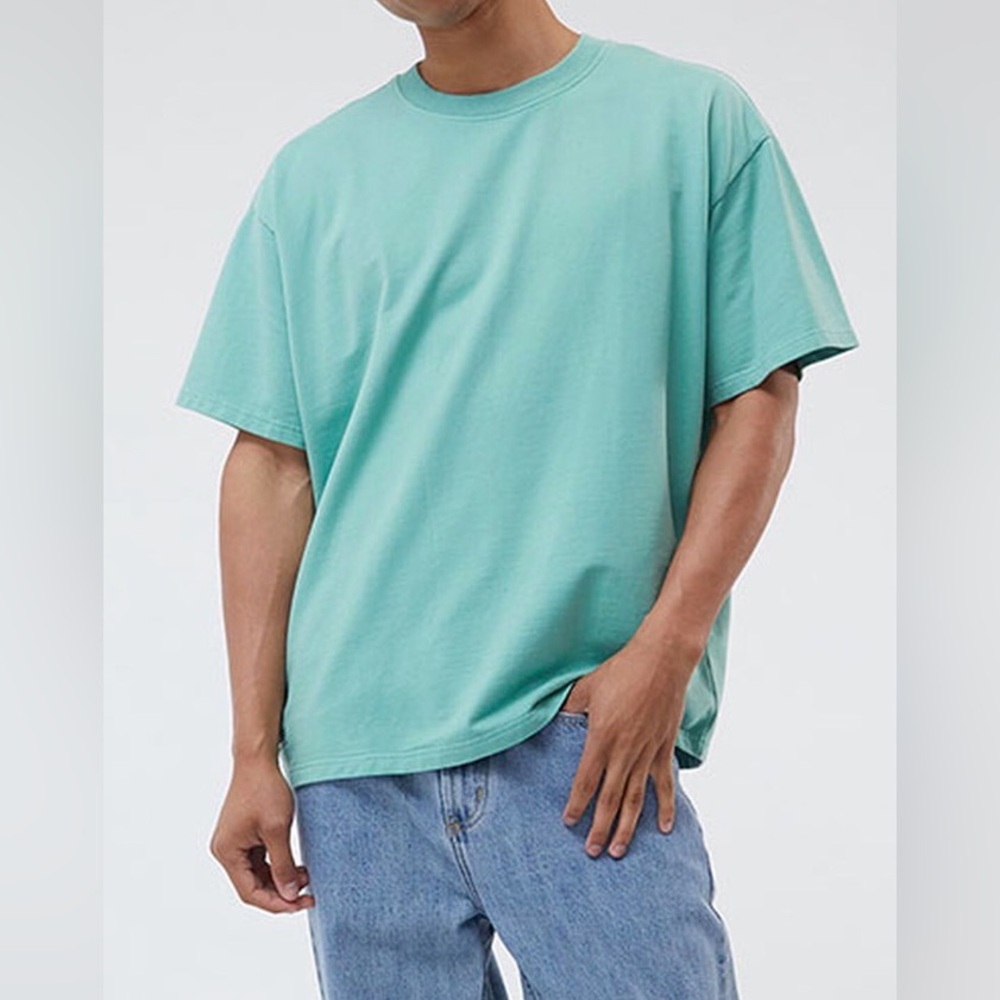 PacSun OVERSIZED Green Pullover SS Terry T-Shirt Embroidered Logo Cotton Men M